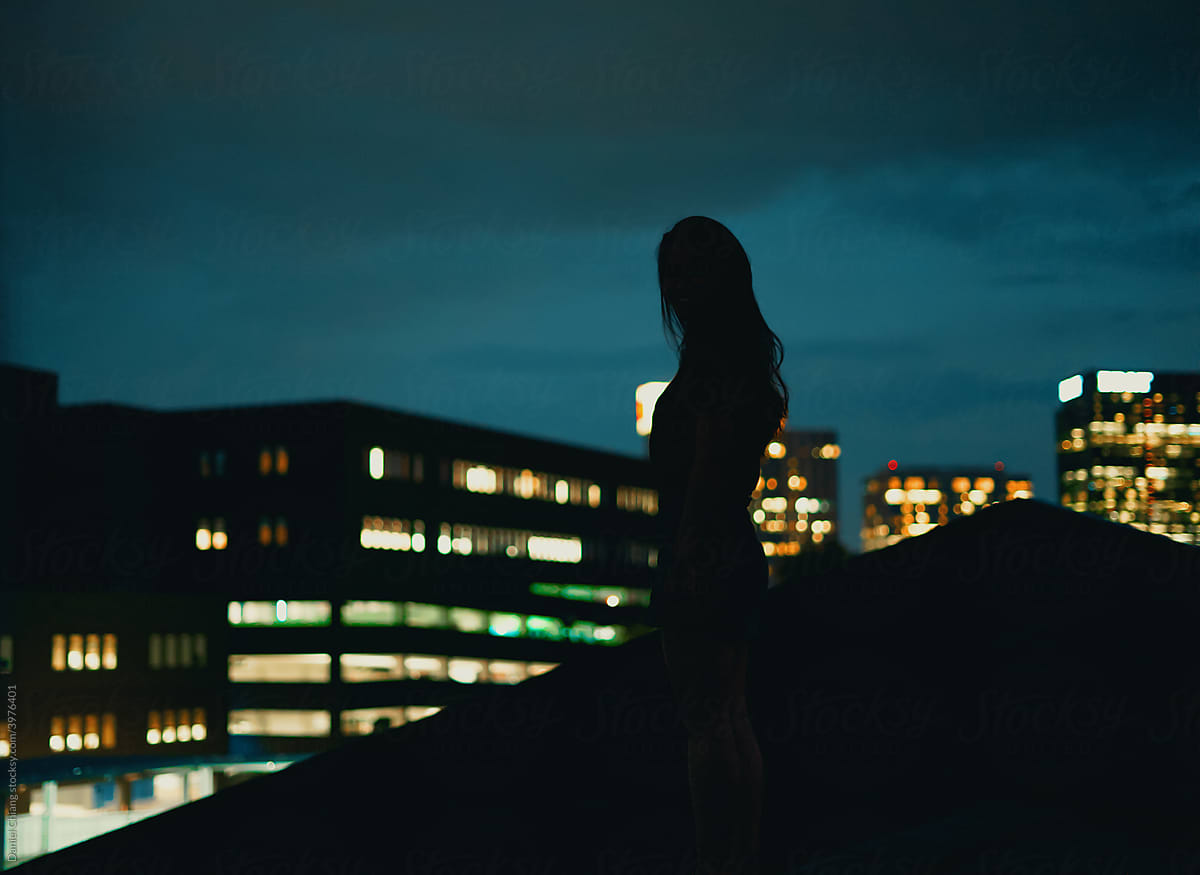 Girl With Night City View