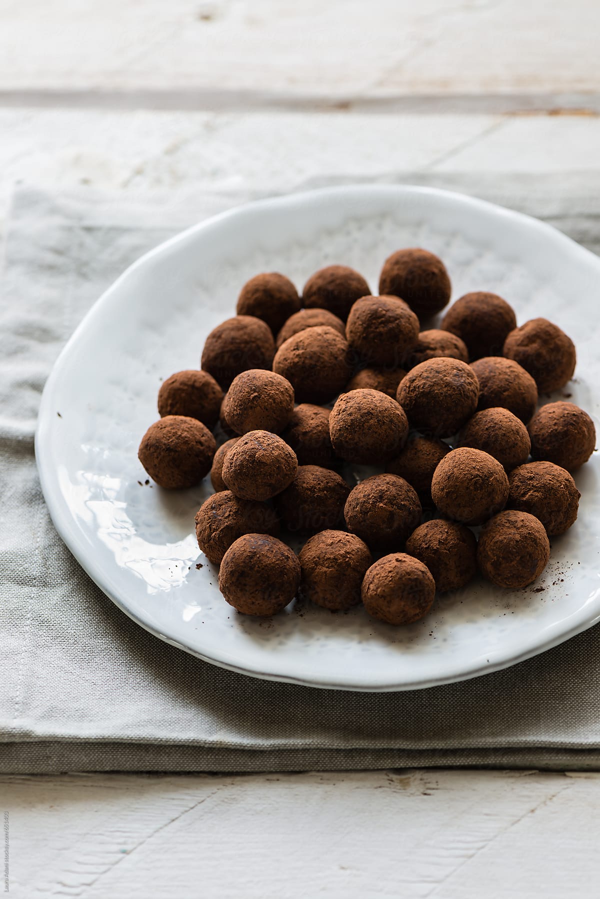 Small cocoa and dried fruit truffles