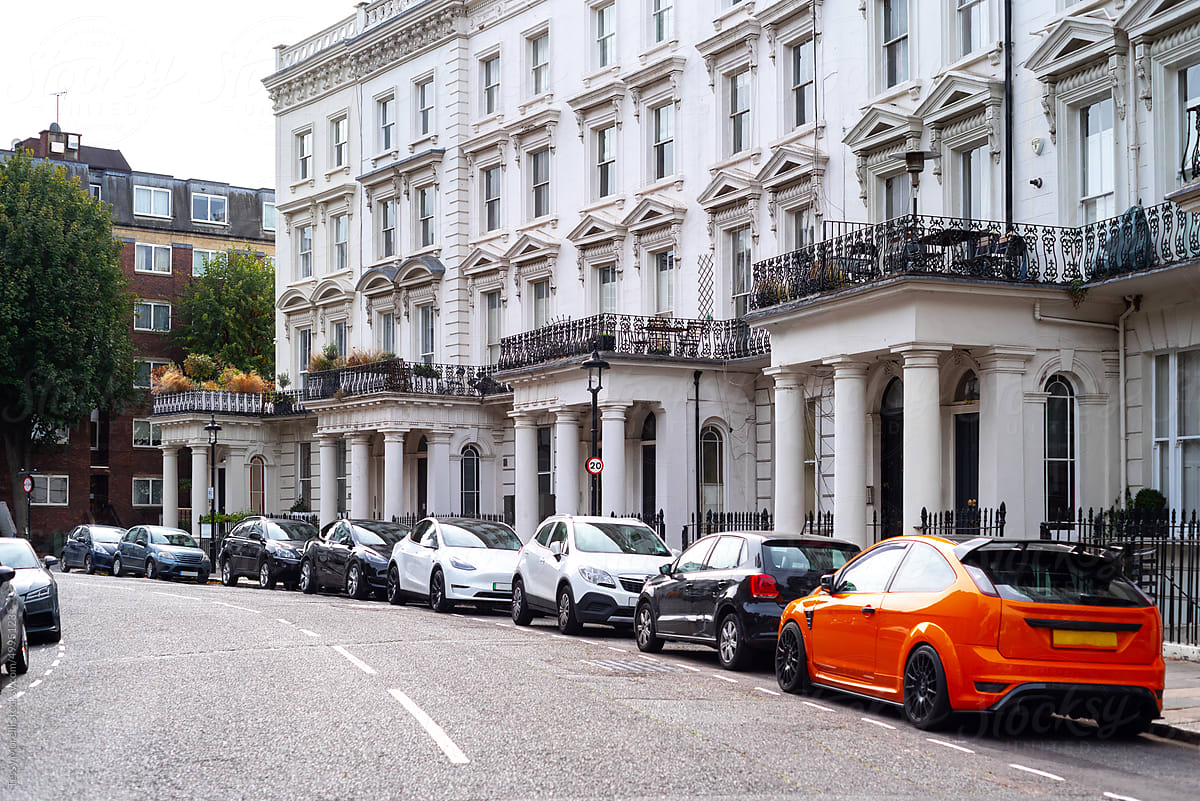 London neighbourhood with fancy sport cars