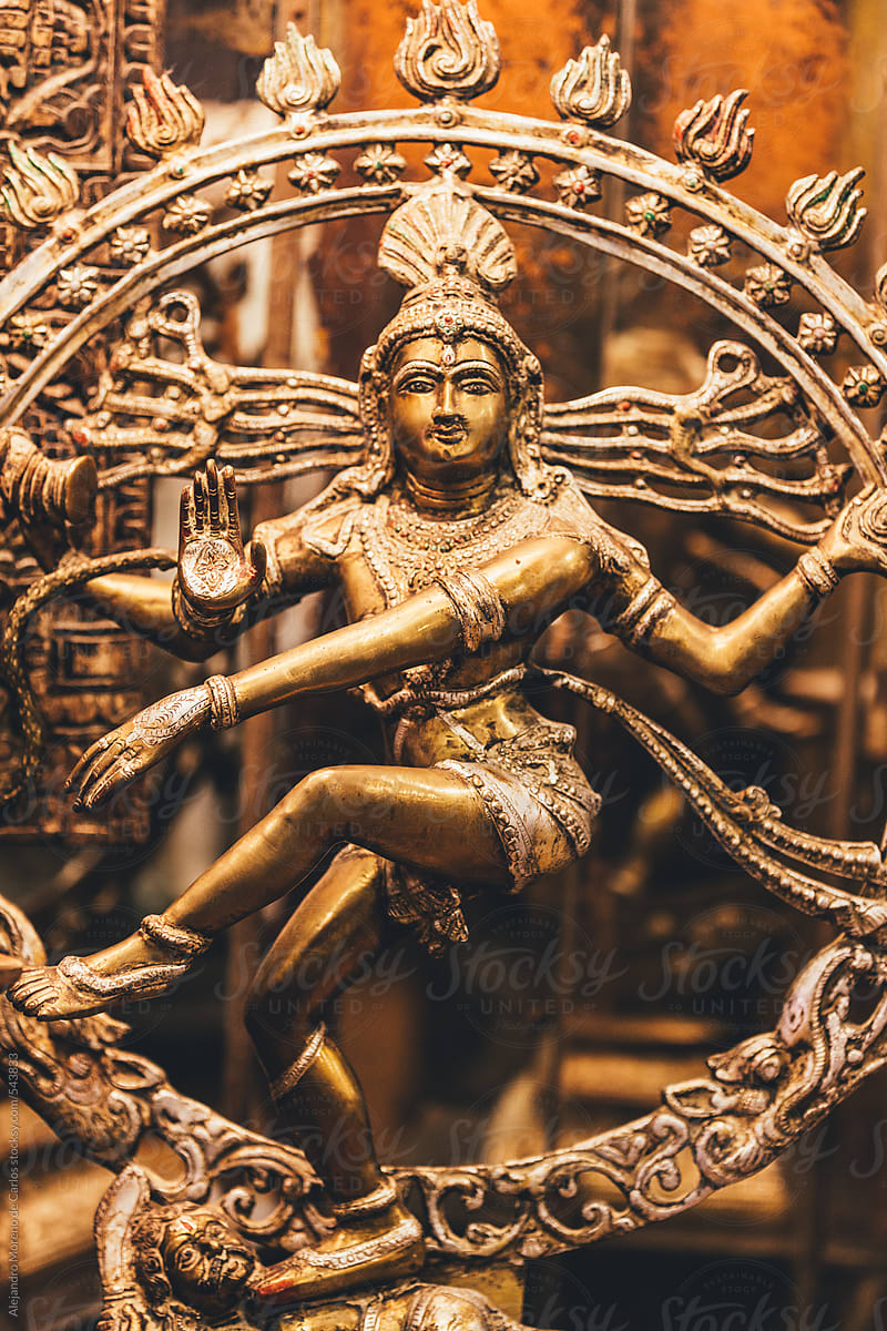 Small metal statue of Hindu god Shiva as Nataraja Lord of Dance. India