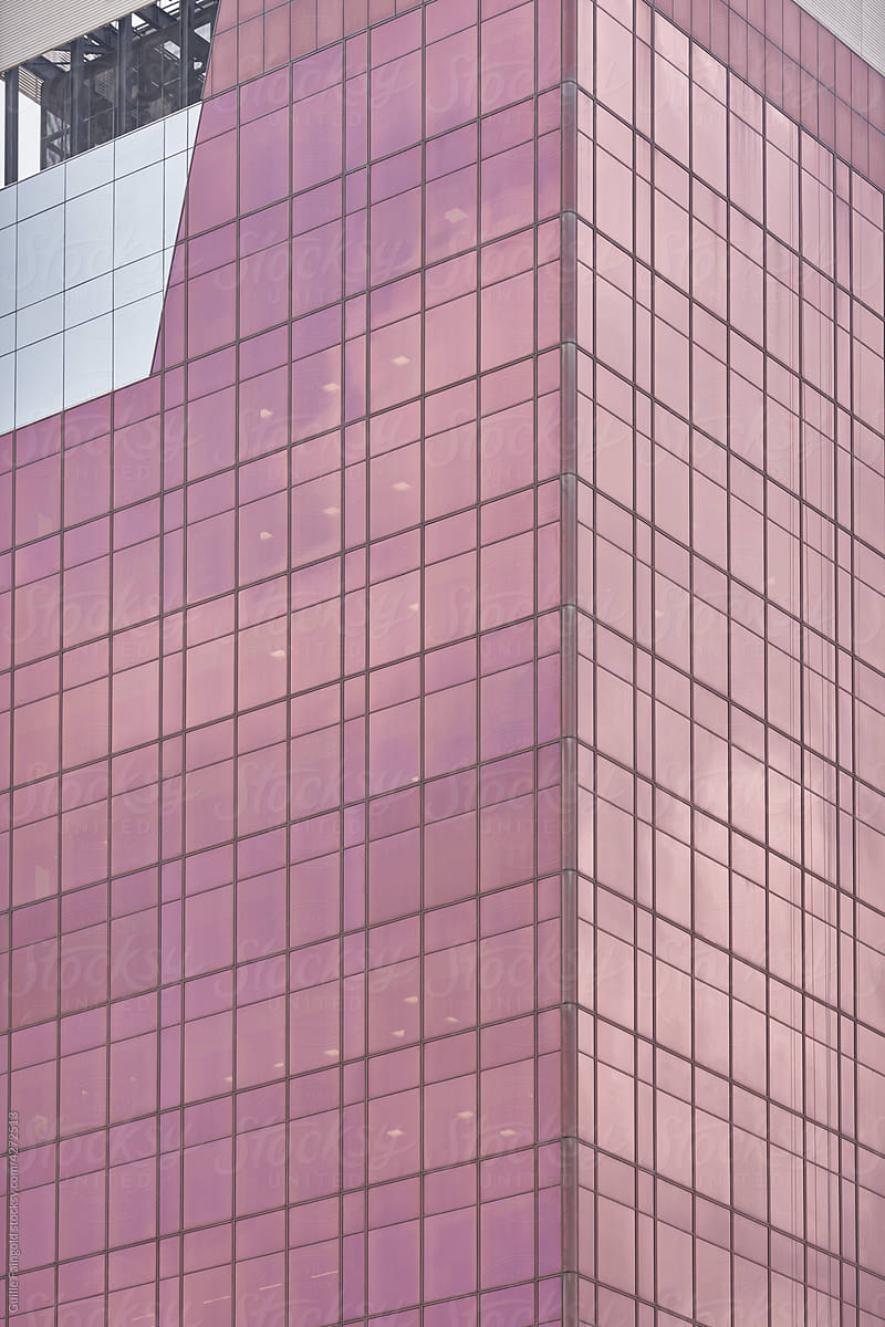 Pink mirrored building facade