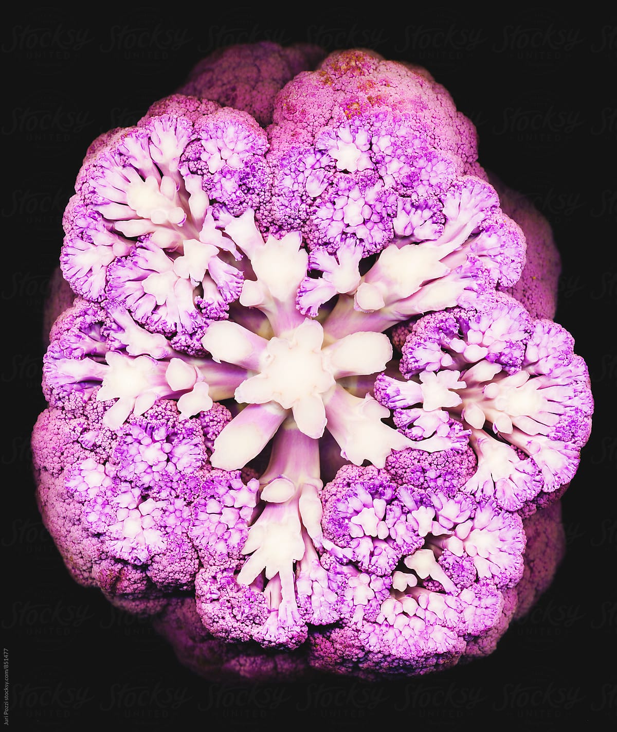sliced purple cauliflower