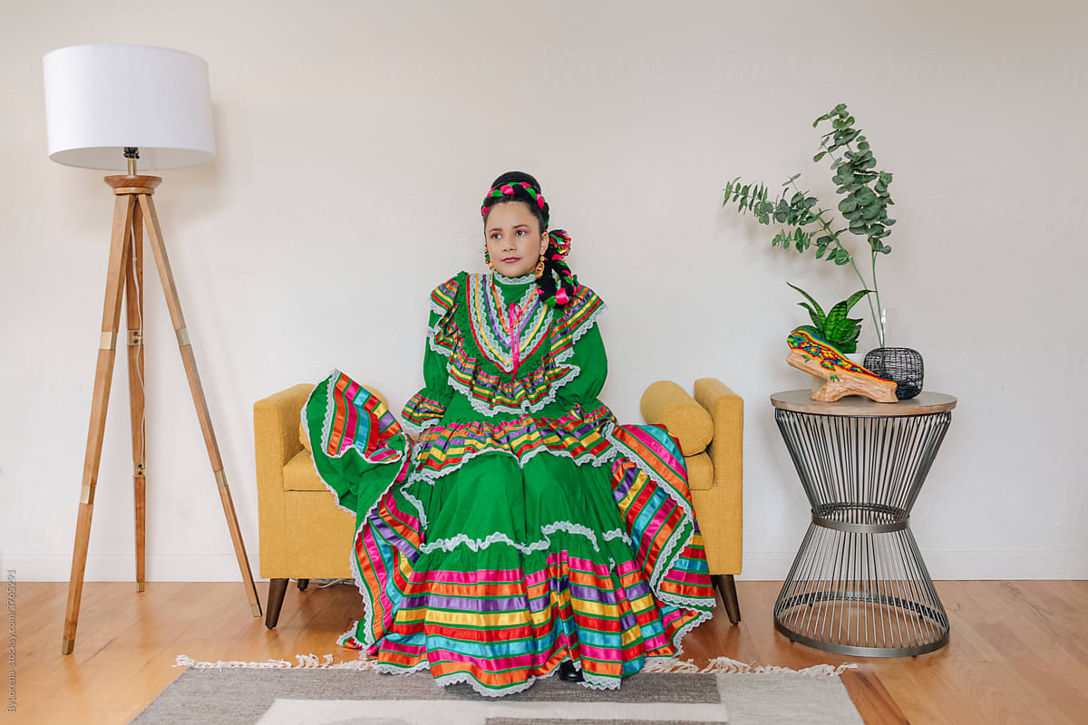 Tween with traditional Mexican skirt