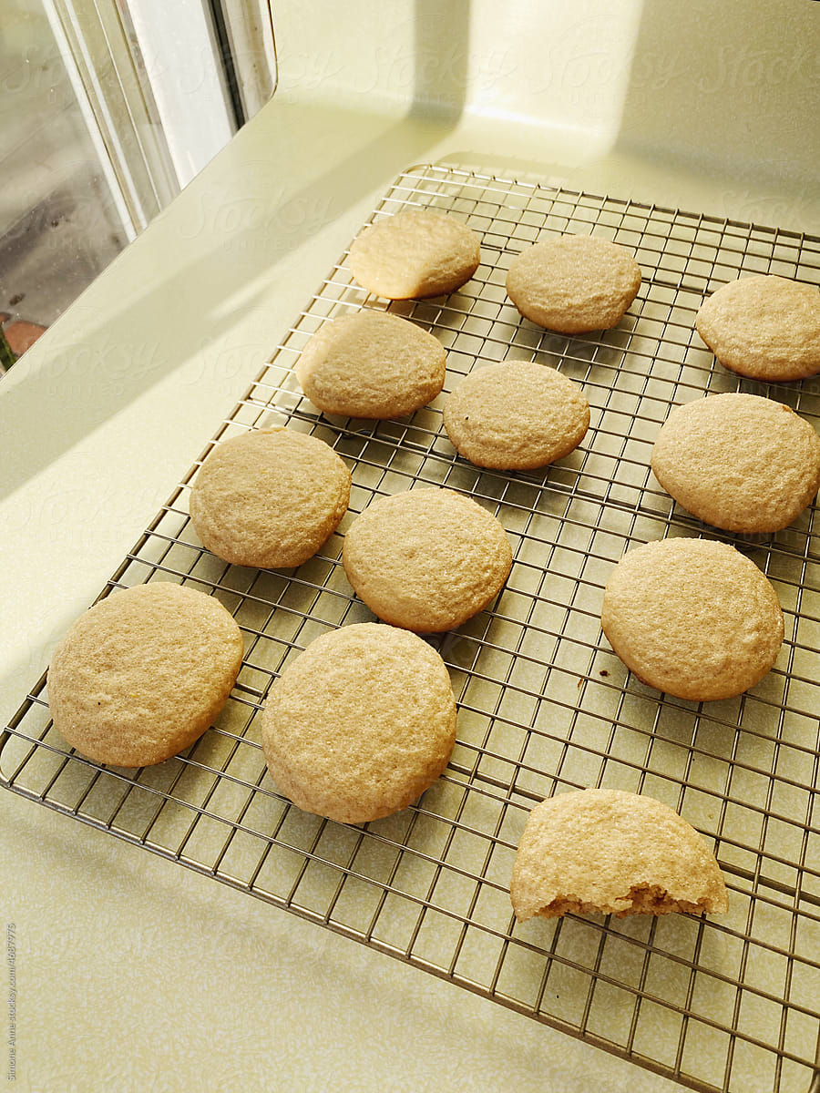 Set of cookies on a cooling rack