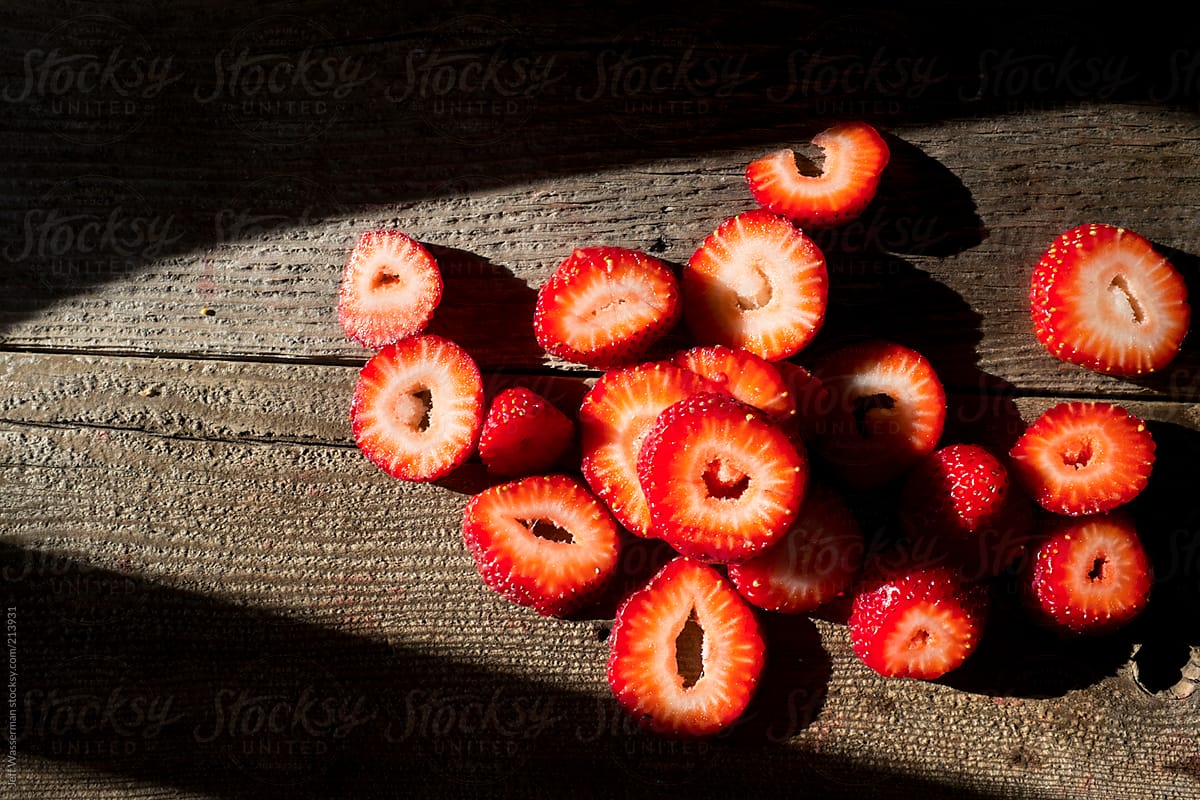 Organic Strawberries on Wood
