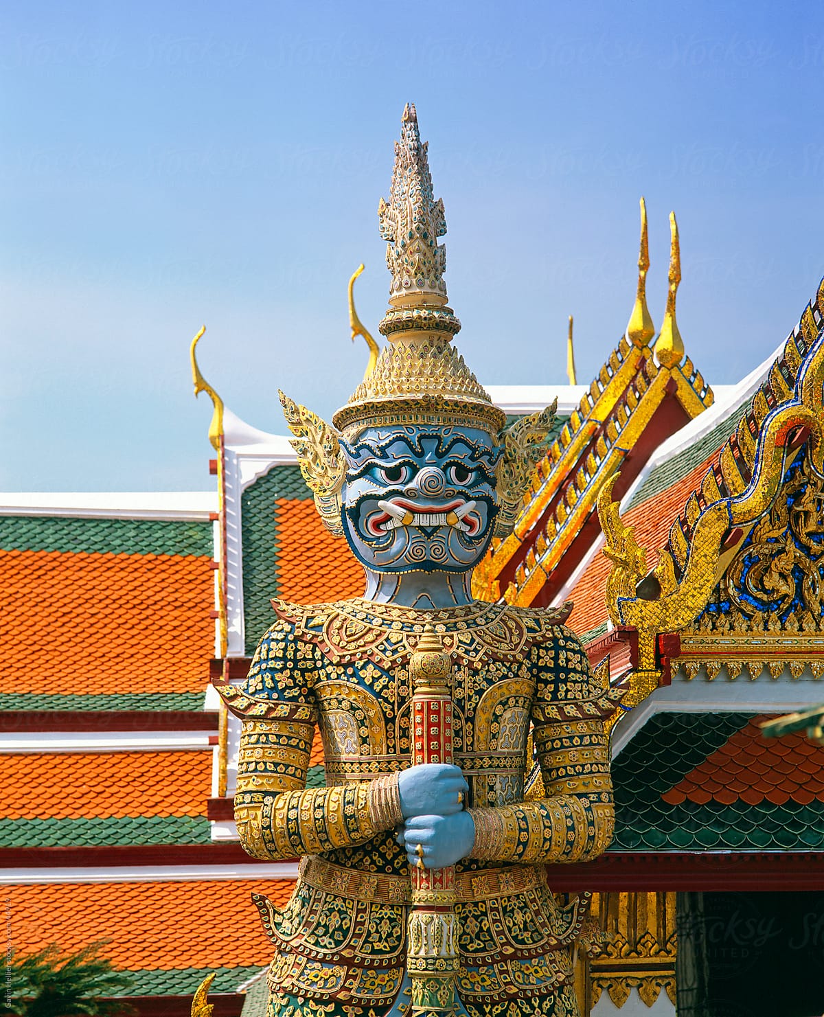 Statue in Wat Phra Kaeo, Grand Palace, Bangkok, Thailand, Southeast Asia, Asia