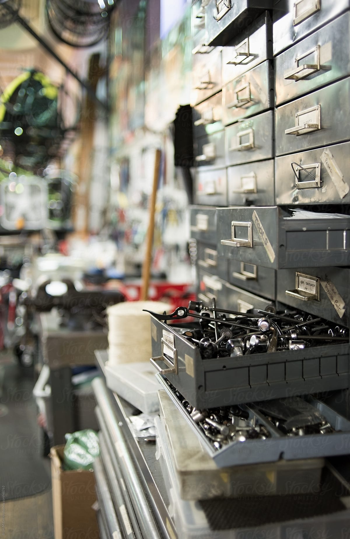 Local Bike Shop: Metal Drawer Full of Bicycle Parts