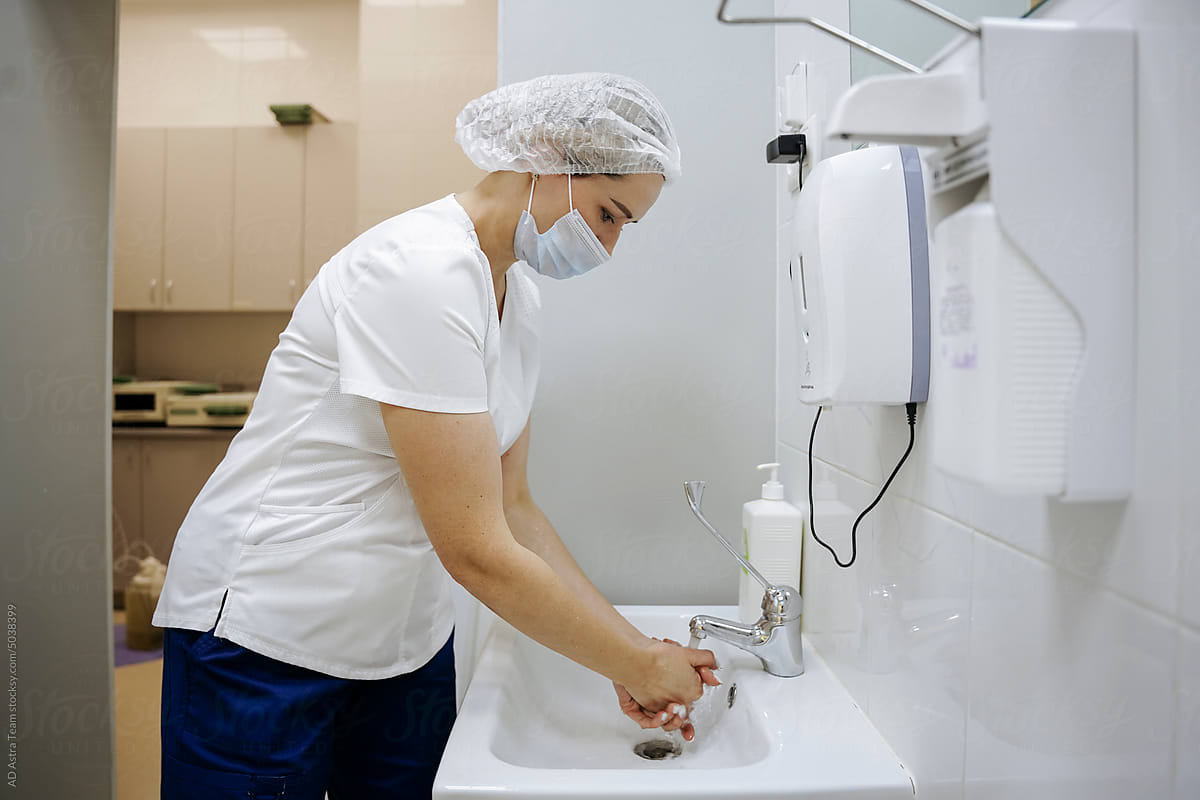 Surgeon Washing Her Hands