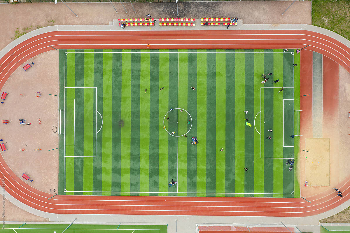 photo of a football field from above