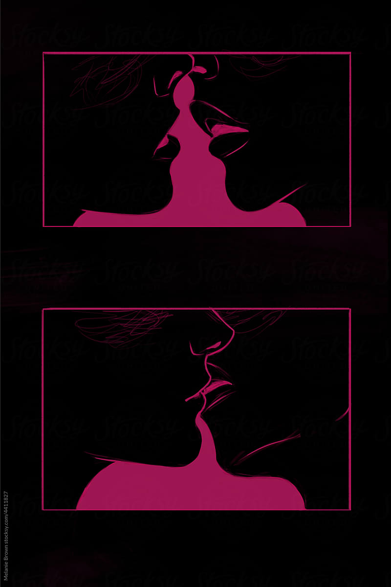 Kissing Close Up Illustration Pormelanie Brown 