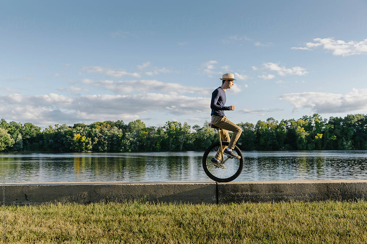 Landscape with Unicycle on wall with good balance