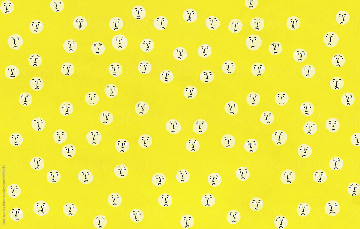 Unhappy emoji crowd concept