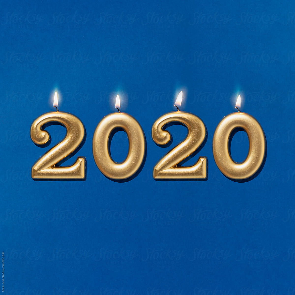 2020 New Year\'s Candles On Classic Blue Background
