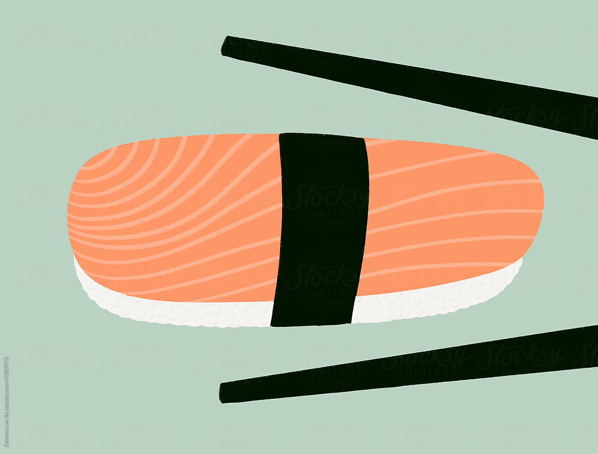 Japanese food. Nigiri sushi illustration