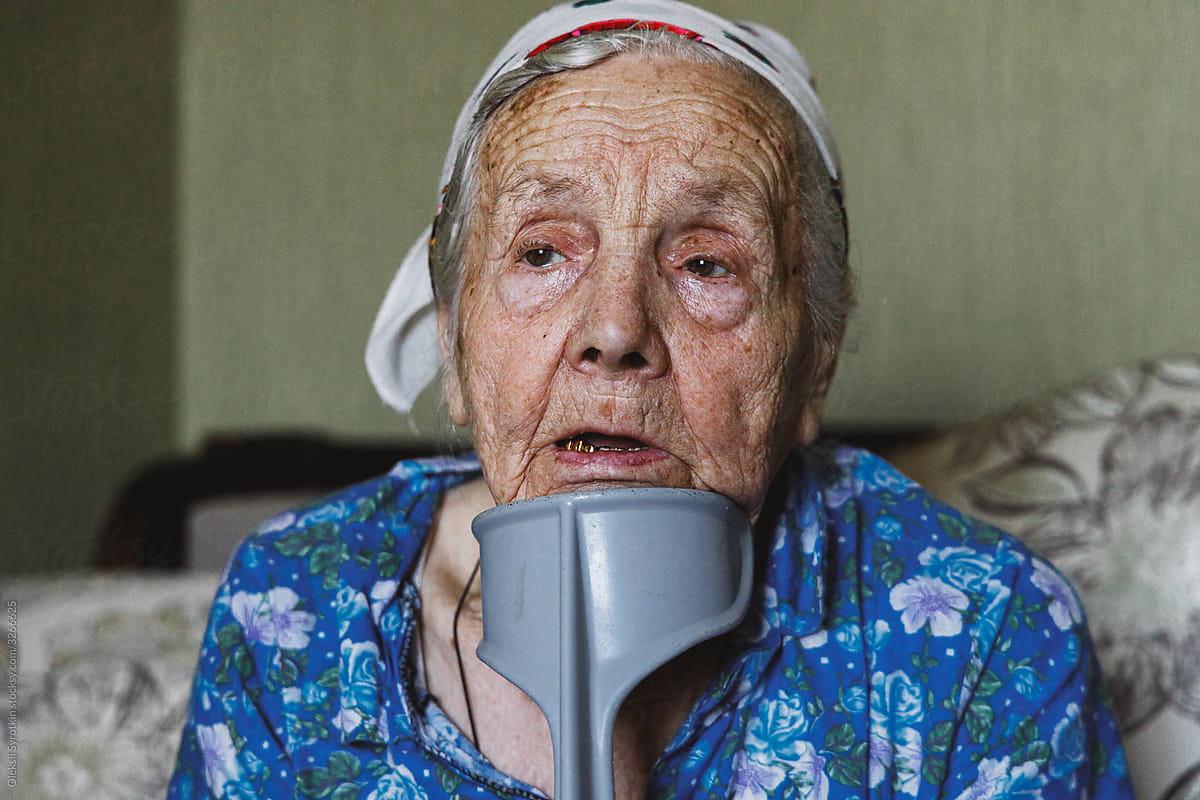 Elder woman resting at home