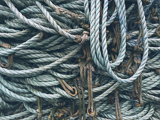 Close Up Of Pile Of Industrial Rope Used For Commercial Fishing by Stocksy  Contributor Rialto Images - Stocksy