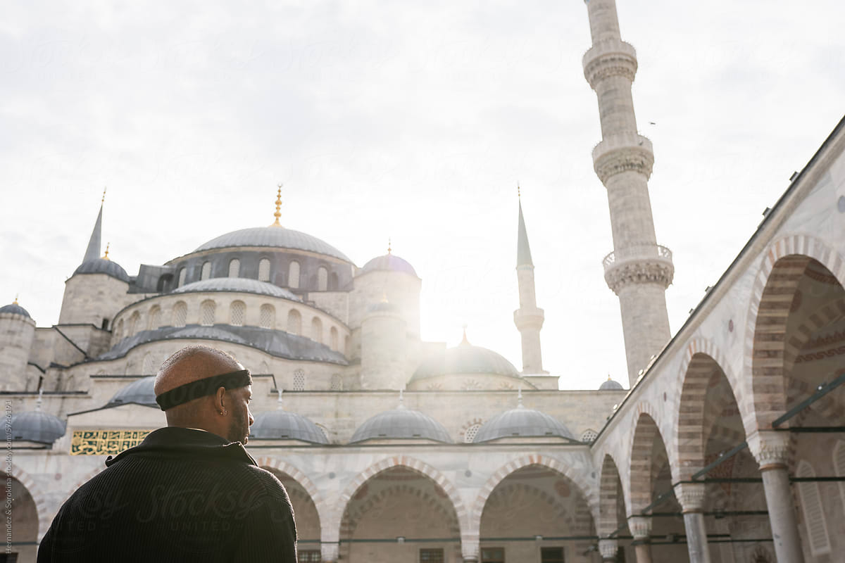 Man After Hair Transplant VIsiting Blue Mosque