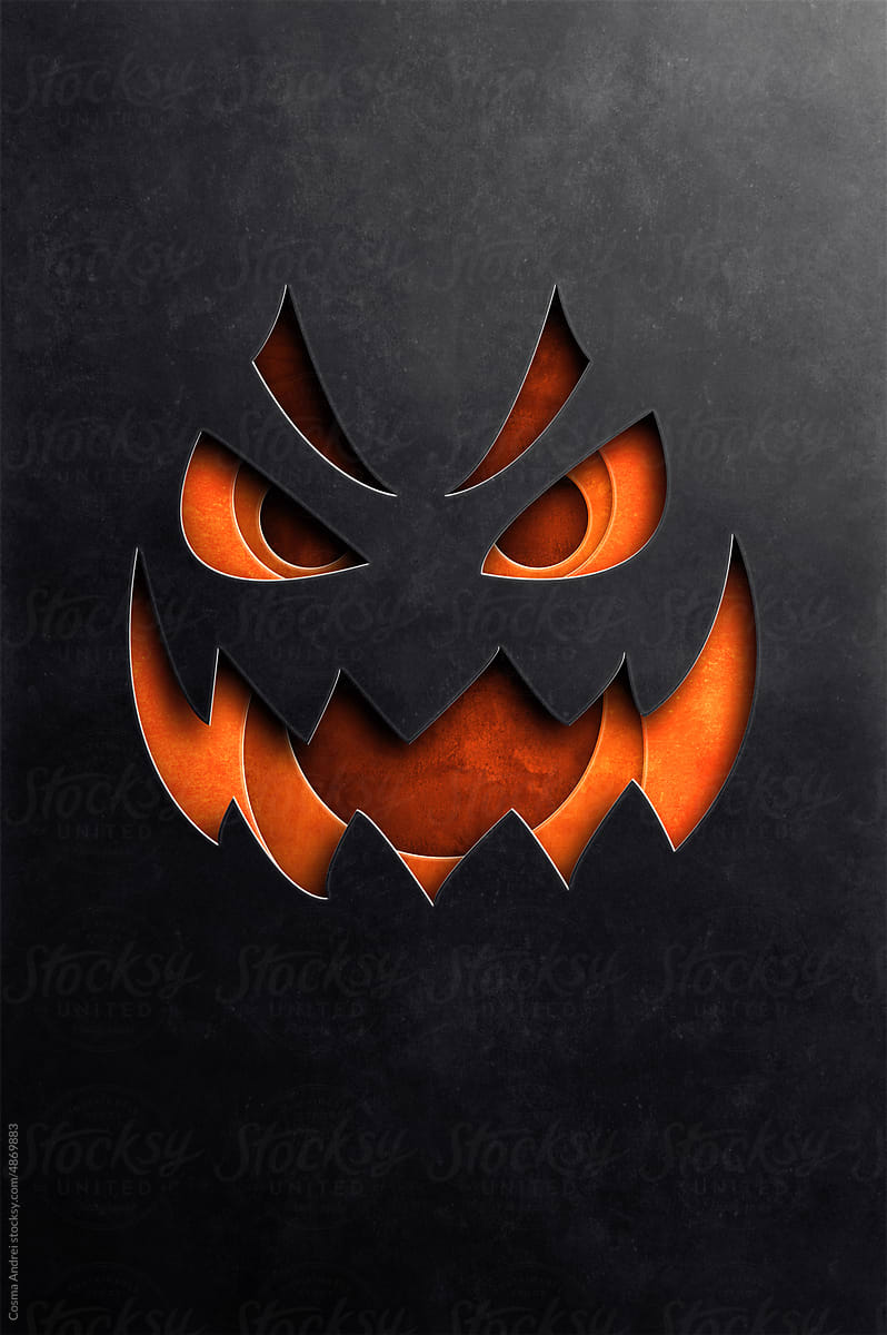 Evil jack-o-lantern face illustration
