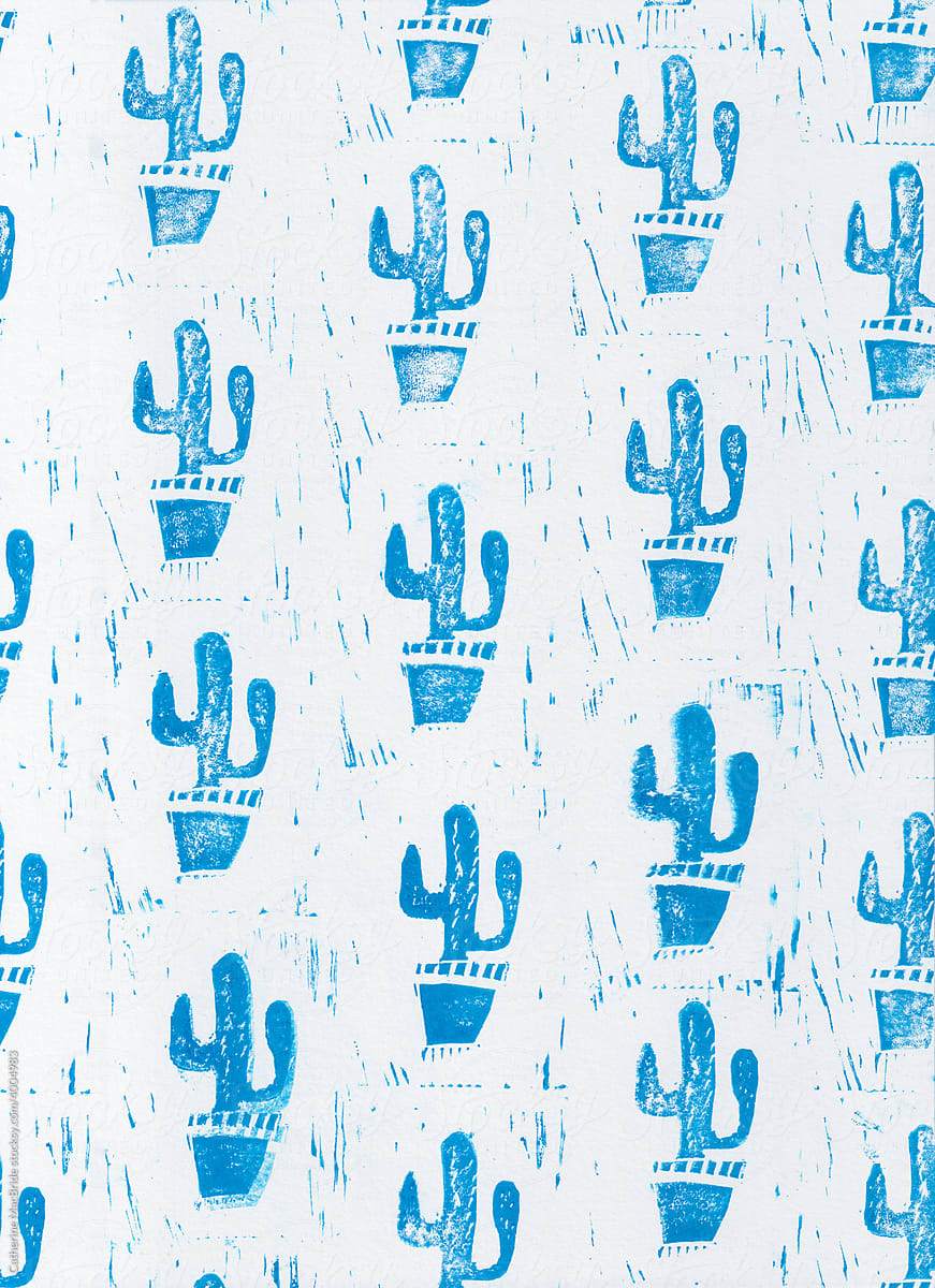 Cactus Linoprint Pattern