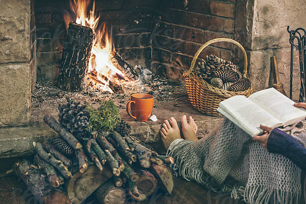 Cozy Home. Still Life Of Woman's Boots, Blankets And Kettle In Front  Fireplace. by Stocksy Contributor BONNINSTUDIO  - Stocksy