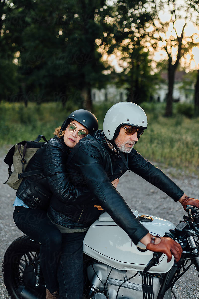 Senior Couple On Motorcycle