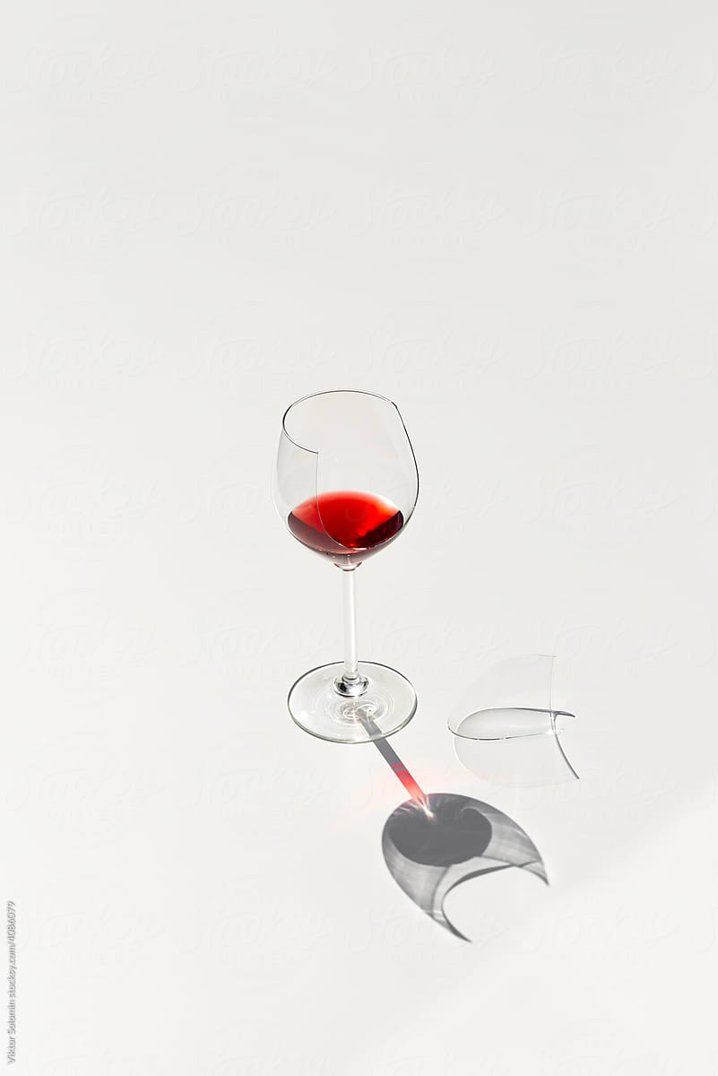 Red wine in broken goblet