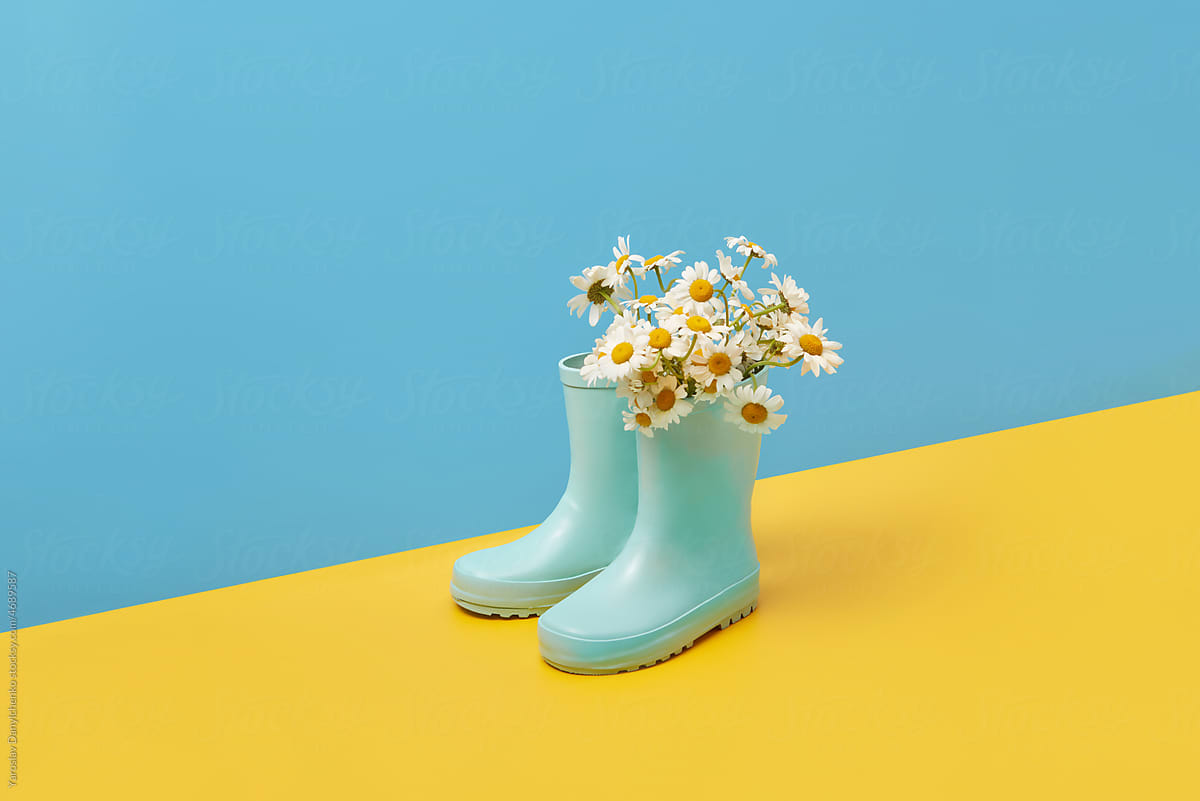 Bouquet in rubber boots