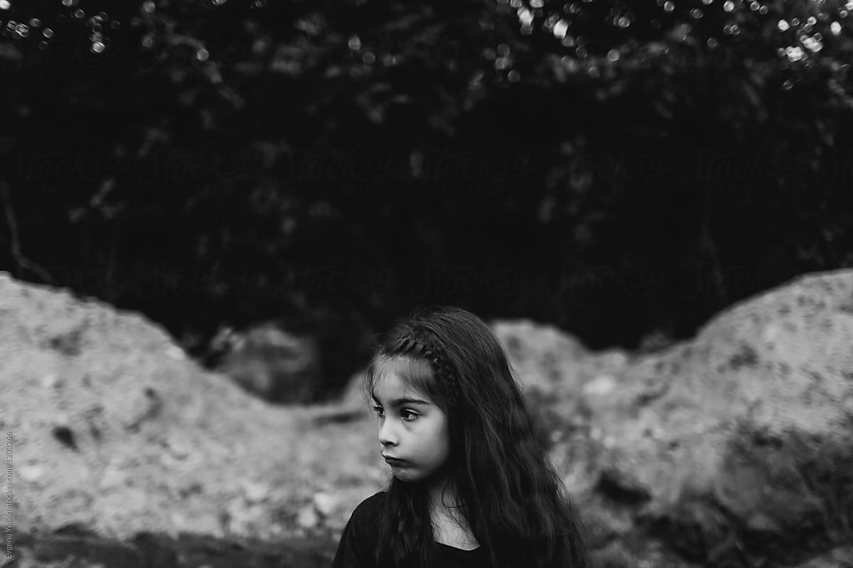 Little girl in a black sweater