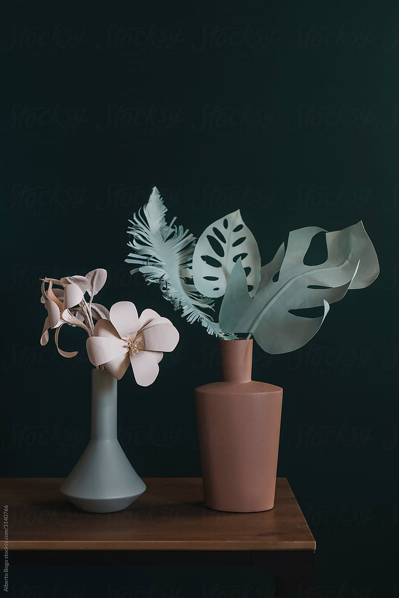 Still Life With Pastel Flower In Vases