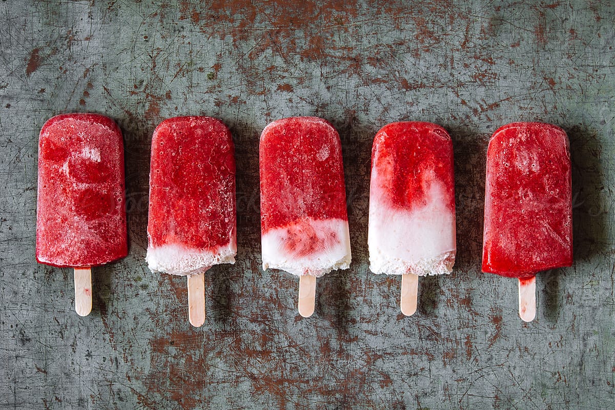 Strawberry popsicles. 
