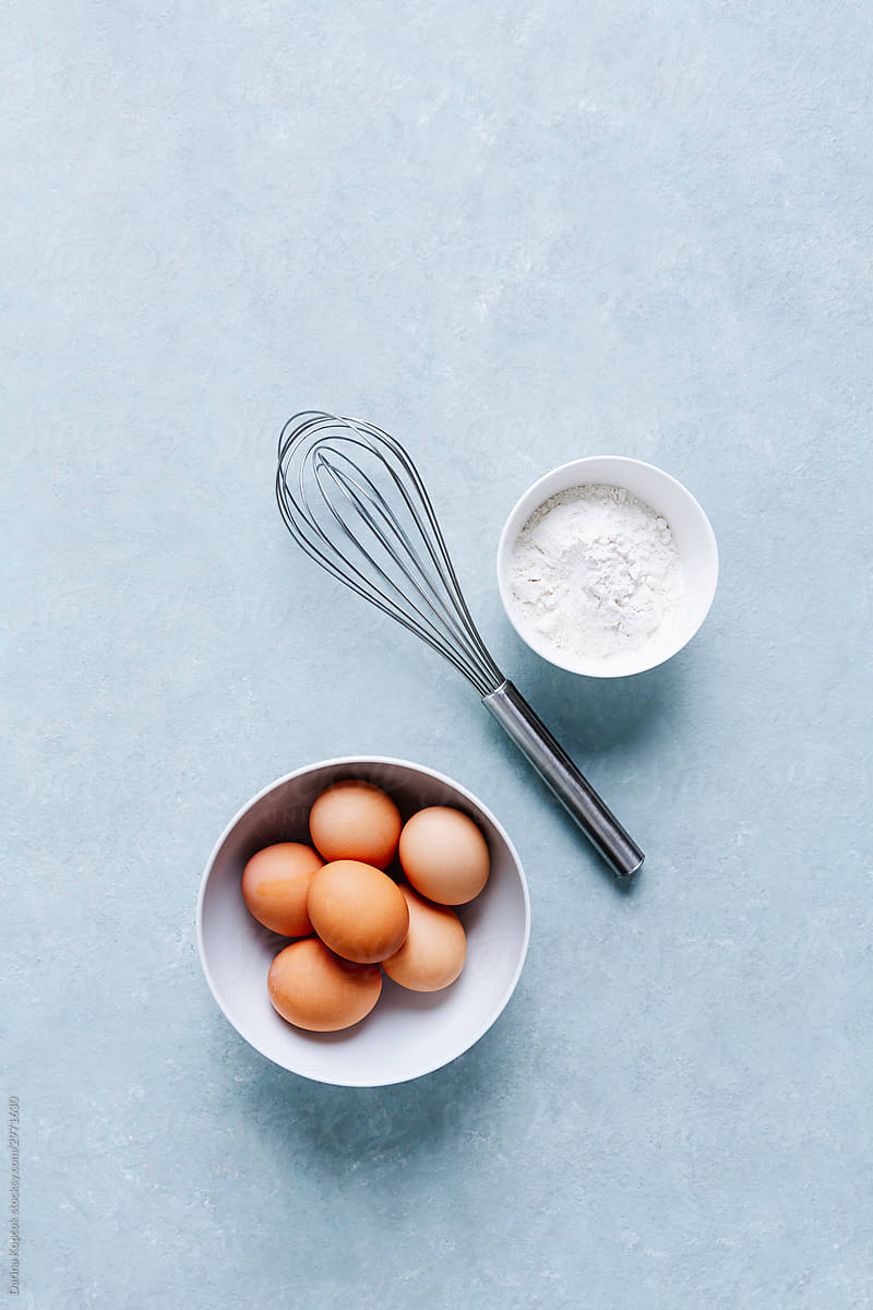 Eggs with Whisk and Flour