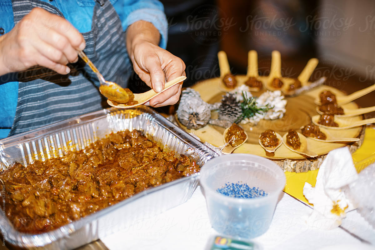 chef preparing appetizers at an event