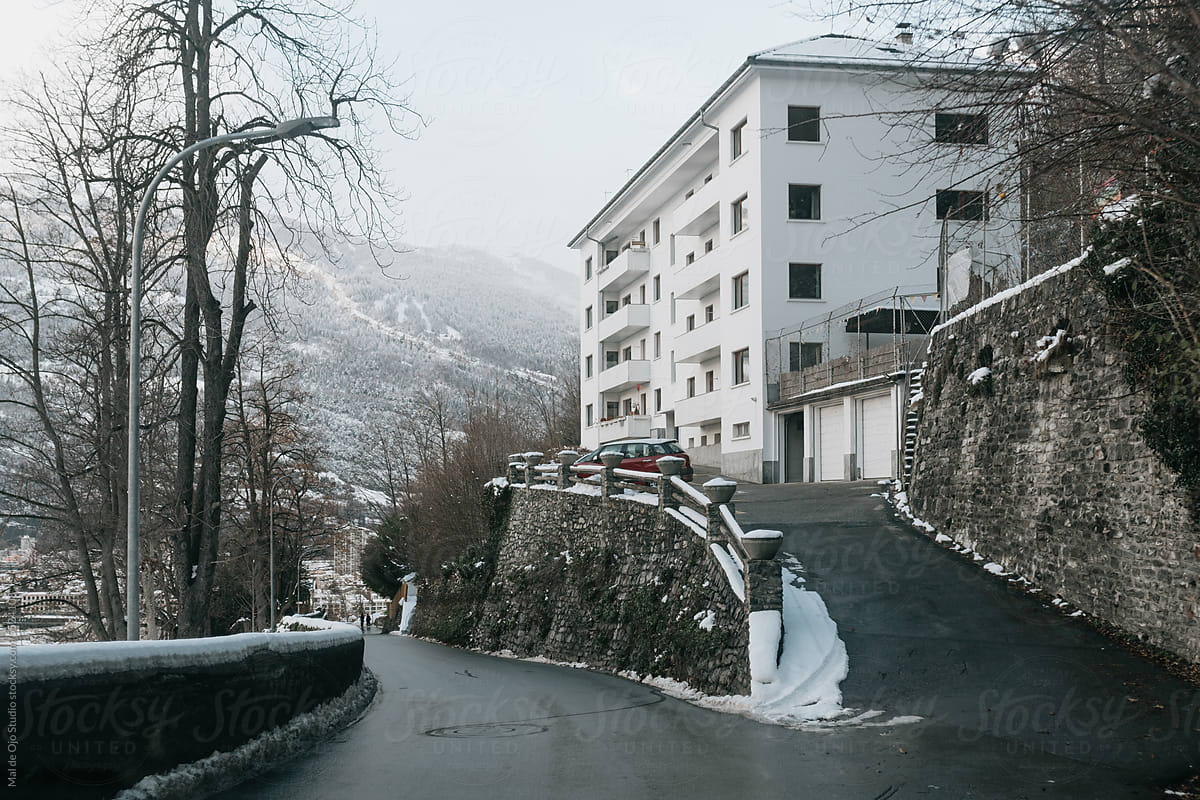Building and Road in Winter
