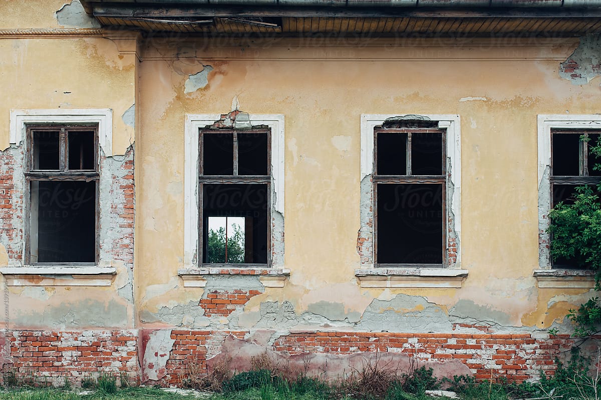 Abandoned school building in rural Romania
