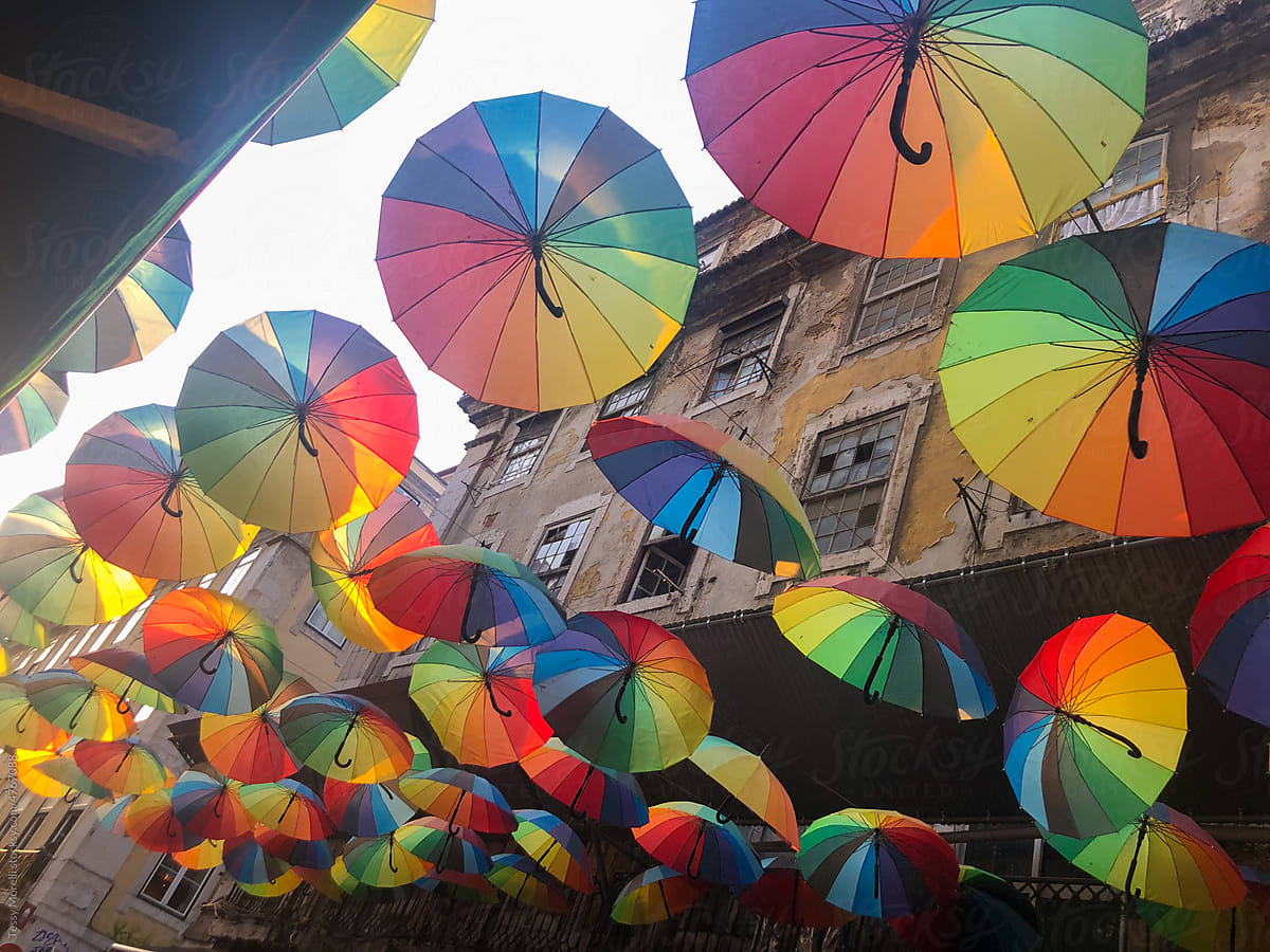 UGC rainbow canopy in the street during LGBTQ+ pride
