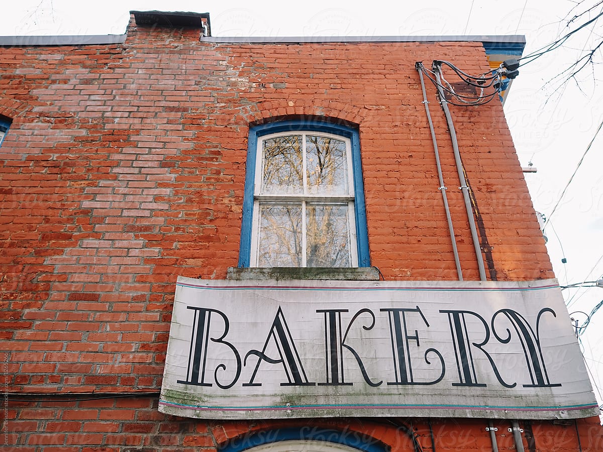 Bakery sign on brick building