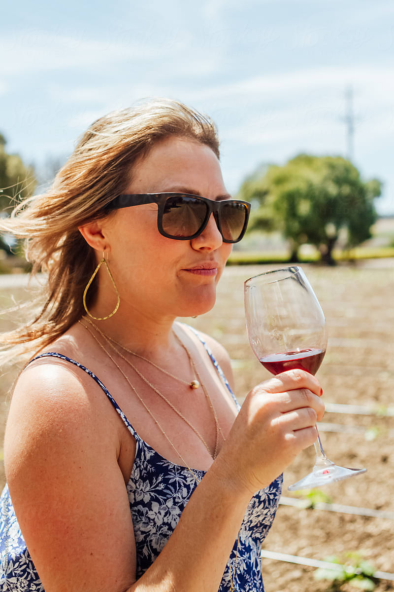 Blonde Woman With Wine Glass By Stocksy Contributor Jayme Burrows