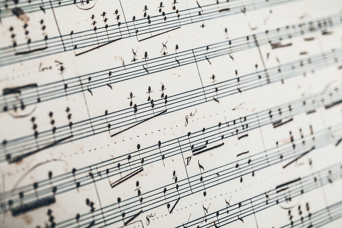 19th Century Handwritten Musical Score Closeup