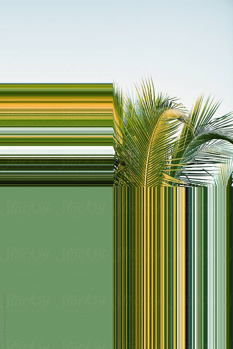 Vibrant Abstract Palm Trees In Green And Yellow
