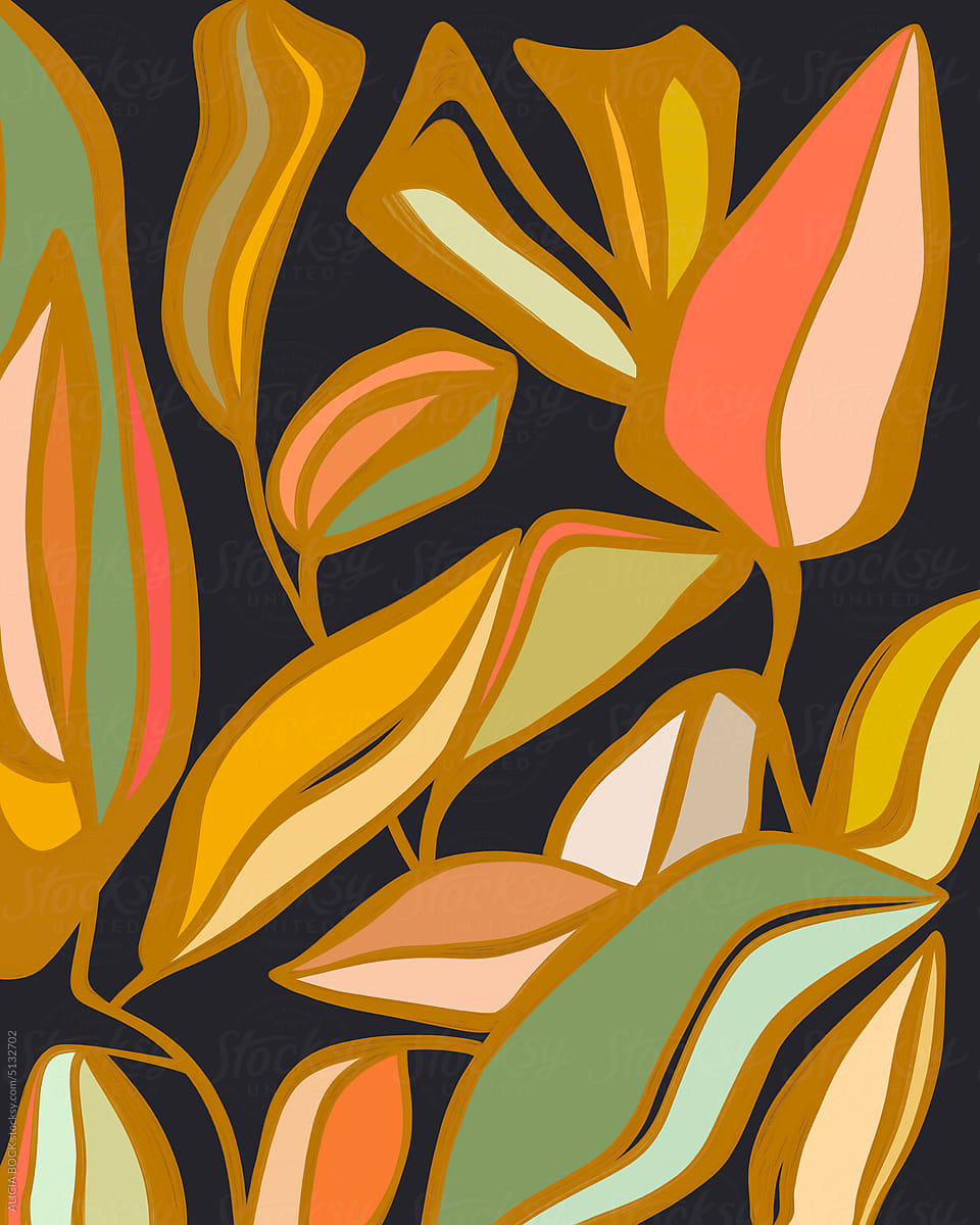 Retro Inspired Abstract House Plant Illustration