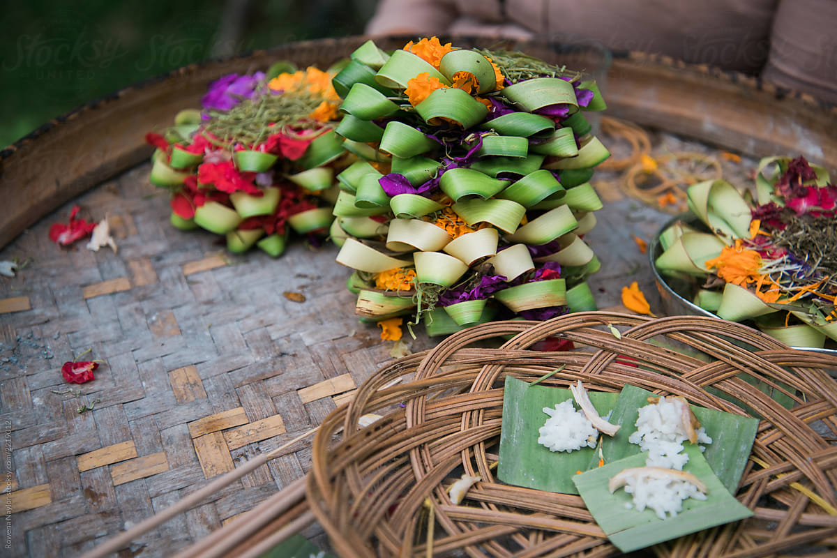 Daily offering to gods in Balinese culture