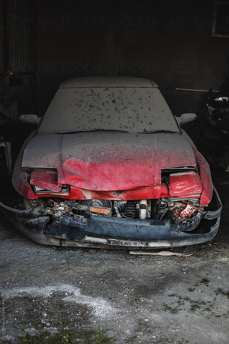 Abandoned crashed car