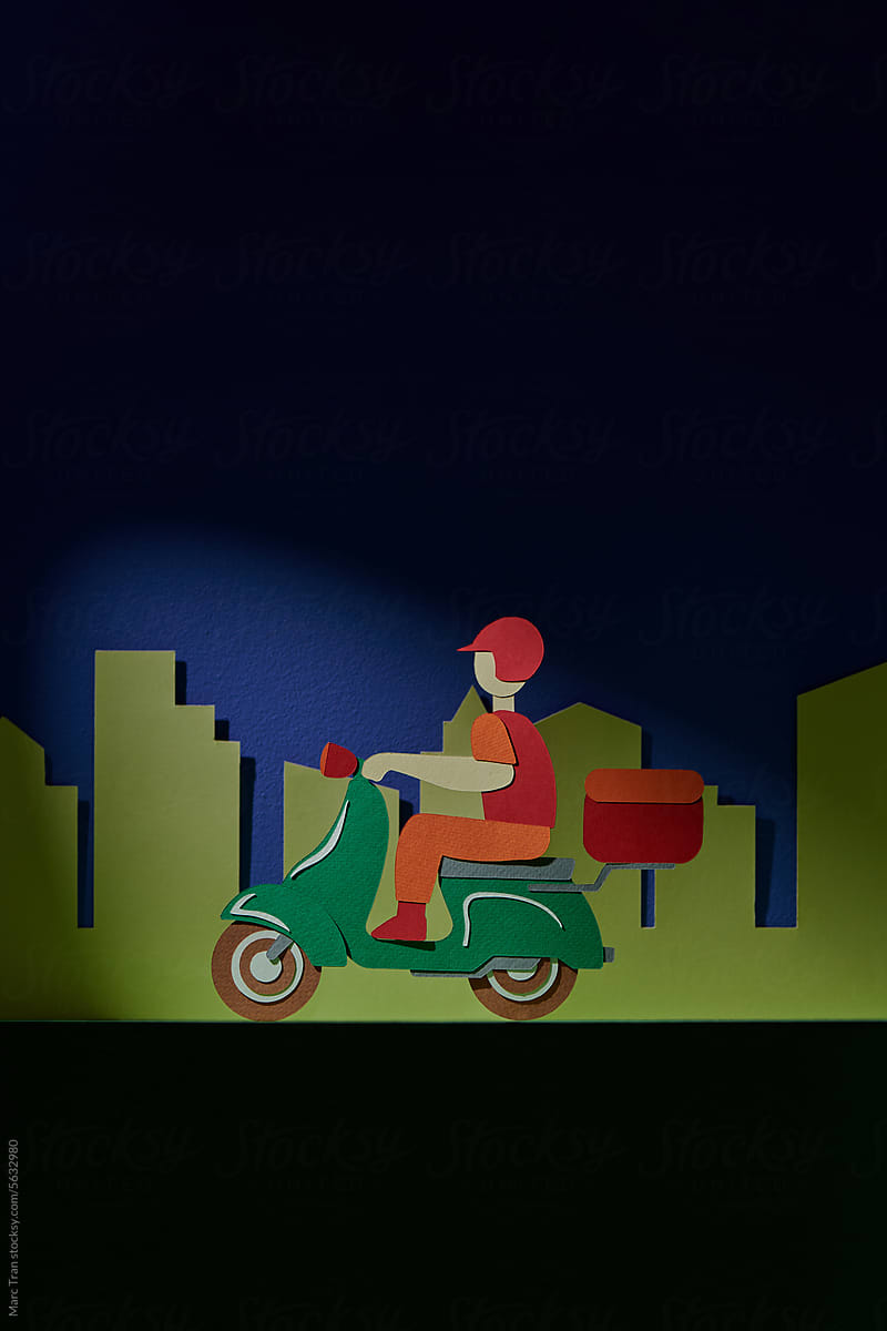 Night delivery service online ordering concept