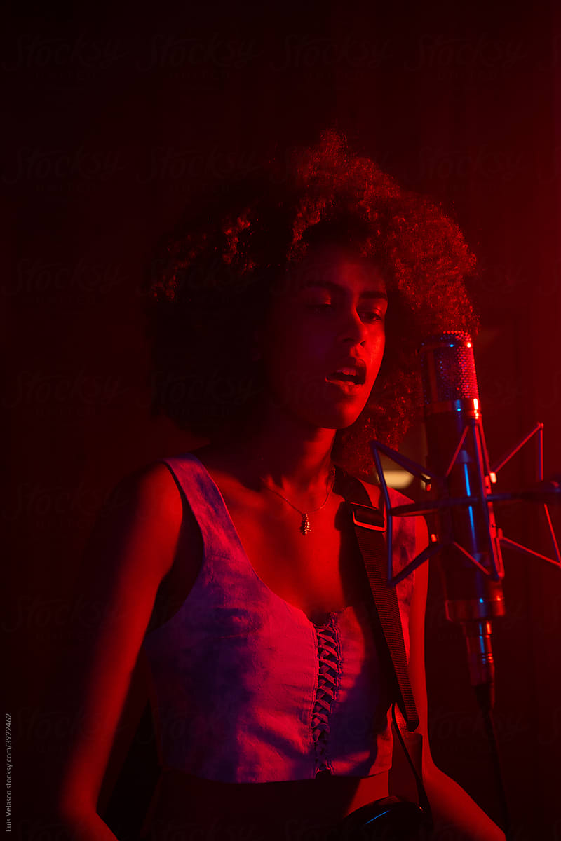 Black Girl Singing In The Studio