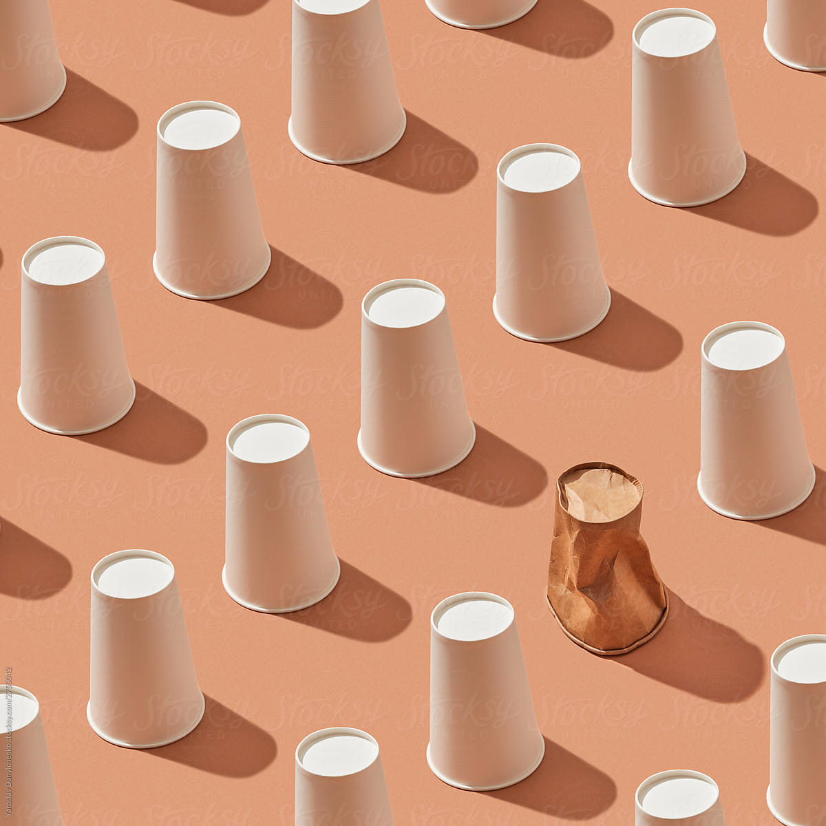 Diagonal paper cups pattern.