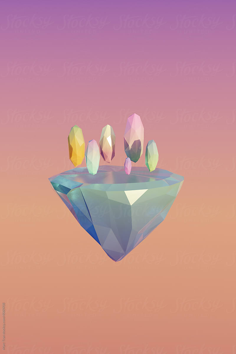 Set gemstones crystal minerals island