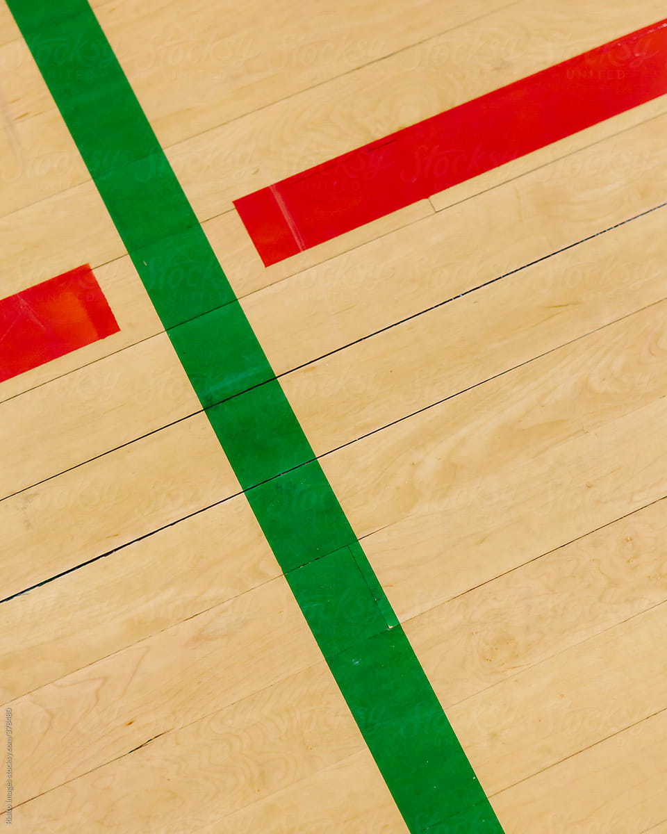 Lines on indoor basketball court