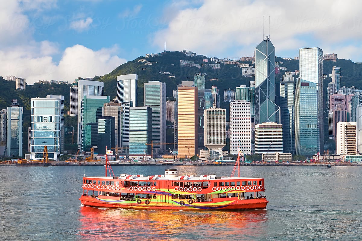 Victoria Harbour, Hong Kong Island with Central skyline beyond, Hong Kong, China, Asia
