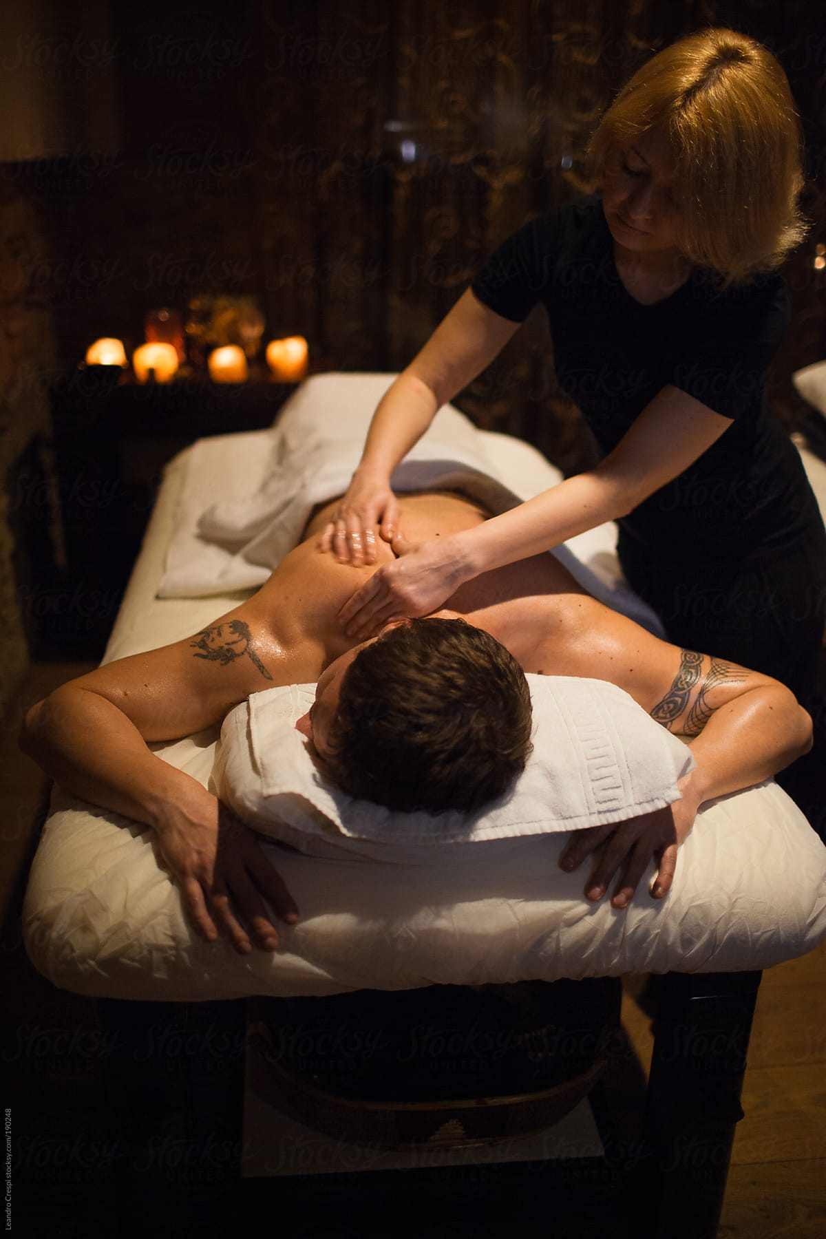 Man having massage in spa