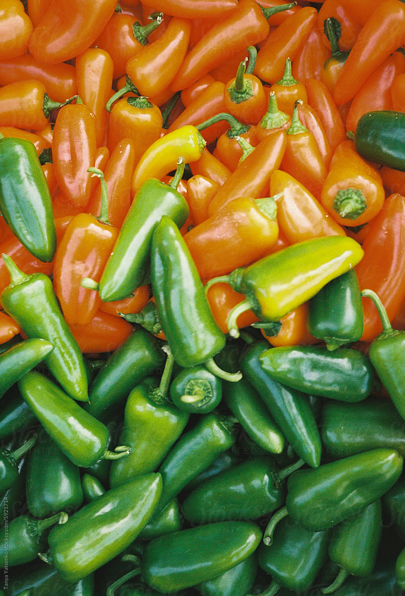 Ripe colourful bell peppers